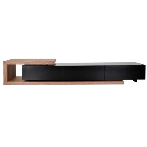 Dalvin 3 Drawer Extensible Lowline TV Unit, 240-307cm, Walnut / Black
