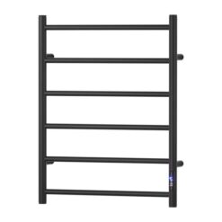 Devanti Heated Towel Rail 6 Round Bars with Timer Electric Heater Warmer Rack