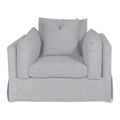 Draith Fabric Slipcover Swivel Armchair, Beachglass