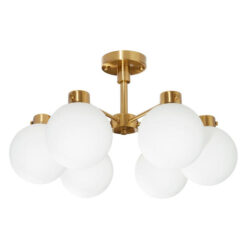 Dylan Metal & Glass Flush Mount Ceiling Light, Brass