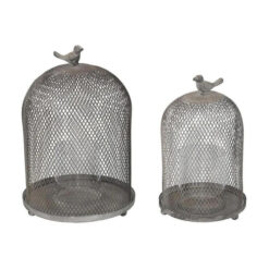 Evie 2 Piece Mesh Cloche Candle Holder Set