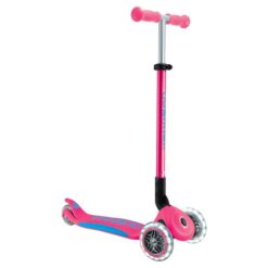 Globber PRIMO FOLD PLUS LIGHTS Scooter V2 - Fuchsia Pink / Sky Blue