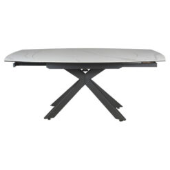 Kadris Ceramic Glass & Metal Rotating Extension Dining Table, 120-178cm, White / Black