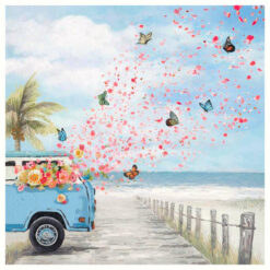 "Kombi with Butterflies" Stretched Canvas Wall Art Print, 80cm