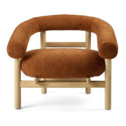 Lucille Fabric & Timber Armchair, Paprika