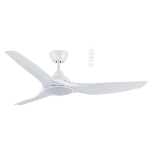 Martec Impact Indoor / Outdoor Smart DC Ceiling Fan with CCT Dimmable LED Light, 132cm/52", Matt White