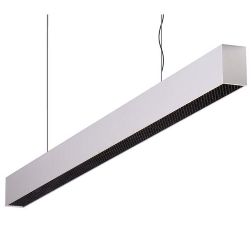 Maxi-50 Aluminium Dimmable LED Linear Pendant Light with Honeycomb Diffuser, 24W, 3000K, Silver