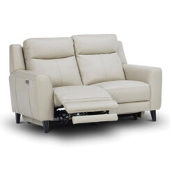 Nallor Leather Electric Recliner Sofa, 2 Seater, Beige