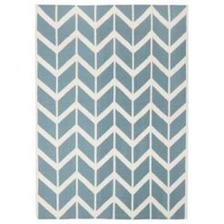Nomad Chevron Flat Woven Wool Rug, 225x155cm, Blue