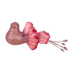 Norford Ginko Glitter Clip on Bird Ornament, Pink