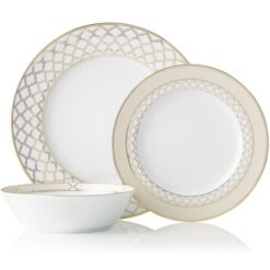 Noritake Eternal Palace Fine Porcelain 12 Piece Dinner Set, Gold