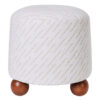 Orta Jacquard Fabric Round Ottoman Stool, White