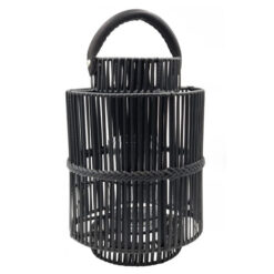 Pavillion Rhodes Poly Rattan Outdoor Lantern, Medium, Black