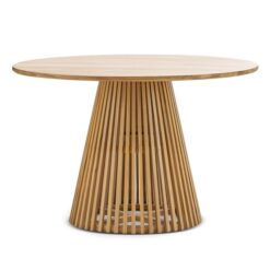 Pedie Teak Timber Round Dining Table, 120cm, Natural