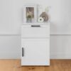 Porto Bedside Table - White - Hamptons - Oval Black