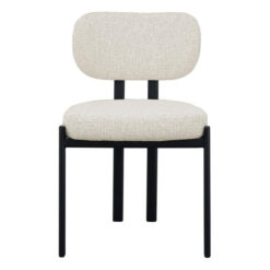 Stuart Fabric & Metal Dining Chair, Speckle Ecru / Black