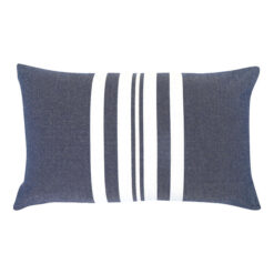Sun Stripe Outdoor Cotton Lumbar Cushion, Navy