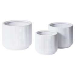 Tarian 3 Piece Fibrestone Outdoor Planter Set, White