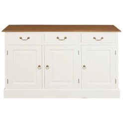 Tasmania Mahogany Timber 3 Door 3 Drawer 145cm Buffet Table, Caramel/White