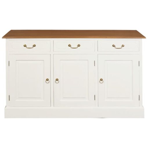 Tasmania Mahogany Timber 3 Door 3 Drawer 145cm Buffet Table, Caramel/White