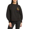 Women's Brushed Chest Graphic Crew Sweatshirt Black