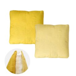 2-Tone Yellow Gusseted Linen Texture Look Filled Cushion 45 x 45 x 6 cm
