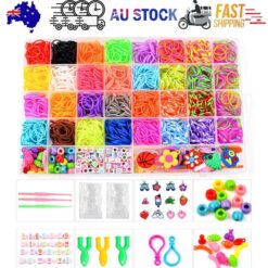 40Grids Rainbow Loom Bands Rubber Bracelet Making Kit S Clips Beads DIY Toys