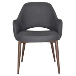 Albury Commercial Grade Gravity Fabric Tub Chair, Metal Leg, Slate / Light Walnut