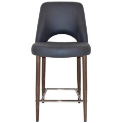 Albury Commercial Grade Pelle / Benito Fabric Counter Stool, Metal Leg, Navy / Light Walnut
