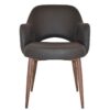 Albury Commercial Grade Pelle / Benito Fabric Dining Armchair, Metal Leg, Java / Light Walnut