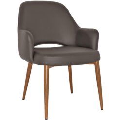 Albury Commercial Grade Vinyl Tub Chair, Metal Leg, Charcoal / Light Oak