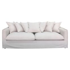 Auxerre Fabric Slipcover Sofa, 3 Seater, Stone