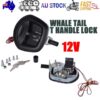 Black Power Operated Central Locking Handle Whale Tail Lock Recessed Folding 12V