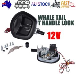 Black Power Operated Central Locking Handle Whale Tail Lock Recessed Folding 12V