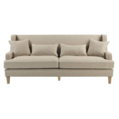 Bondi Fabric Sofa, 3 Seater, Beige with White Piping
