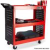 Bullet 3-Tier Steel Tool Trolley Cart for Workshop, Mechanic, with Pegboard, Screwdriver Bay, Red