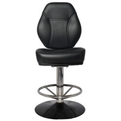 Cairo Commercial Grade Vinyl Gaming Stool, Disc Base, Black / Silver