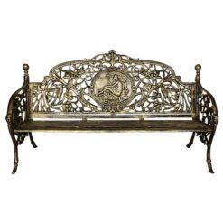 Cameo Cast Iron Garden Bench, Large, Black / Gold