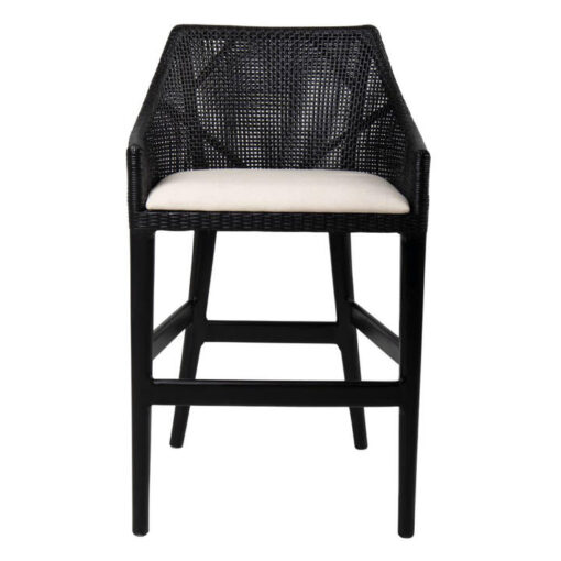 Charlotte Rattan Counter Stool, Black