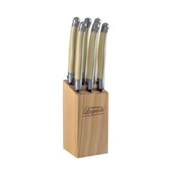 Chateau Laguiole 6 Piece Steak Knife Set with Block, Ivory