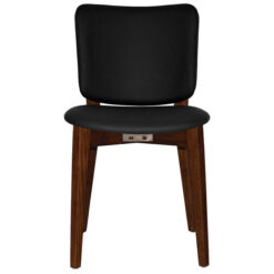 Dakota Commercial Grade Timber Dining Chair, Vinyl Back & Seat, Blak / Light Walnut