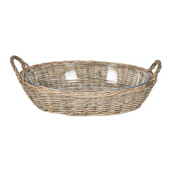 Darma Rattan Oval Basket Glass Dish