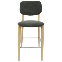 Durafurn Atlanta Rectella Commercial Grade Bar Stool, Fabric Back & Seat, Dark Grey / Oak