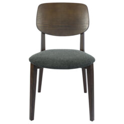 Durafurn Atlanta Rectella Commercial Grade Dining Chair, Timber Back & Fabric Seat, Dark Grey / Wenge