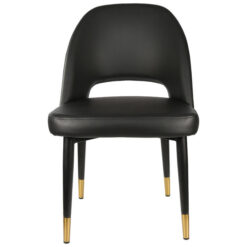 Durafurn Semifreddo Commercial Grade Vinyl Dining Chair, Metal Leg, Black / Black Brass