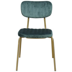 Durafurn Tiramisu Commercial Grade Velvet Fabric & Metal Dining Chair, Forest Green / Brass