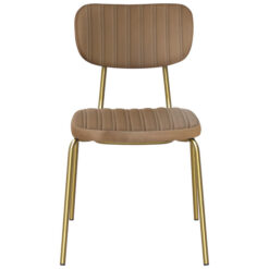 Durafurn Tiramisu Commercial Grade Vinyl & Metal Dining Chair, Taupe / Brass