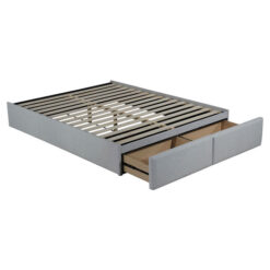 Elowenne Fabric Ensemble Bed Base with End Drawers, King, Mist