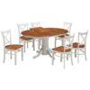 Hamilton 7 Piece Wooden Round Extensible Dining Table Set, 107-150cm
