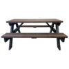 Hembry Commercial Grade Pine Timber Outdoor Picnic Table & Bench, 180cm, Walnut / Black